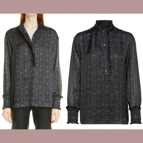 NWT $238 Birgitte Herskind [ 38 ] Lou Snake Print Blouse in‎ Snake Grey - Picture 1 of 11